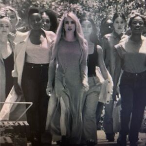 Lightweight orange long sleeve side slit maxi dress